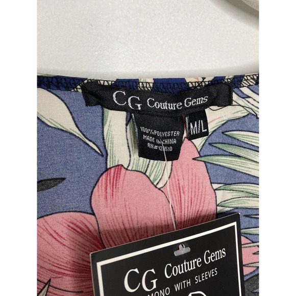 Cg Couture Jems Floral Hawaiian Short Sleeve Open Kimono Size M/L New - Picture 3 of 4